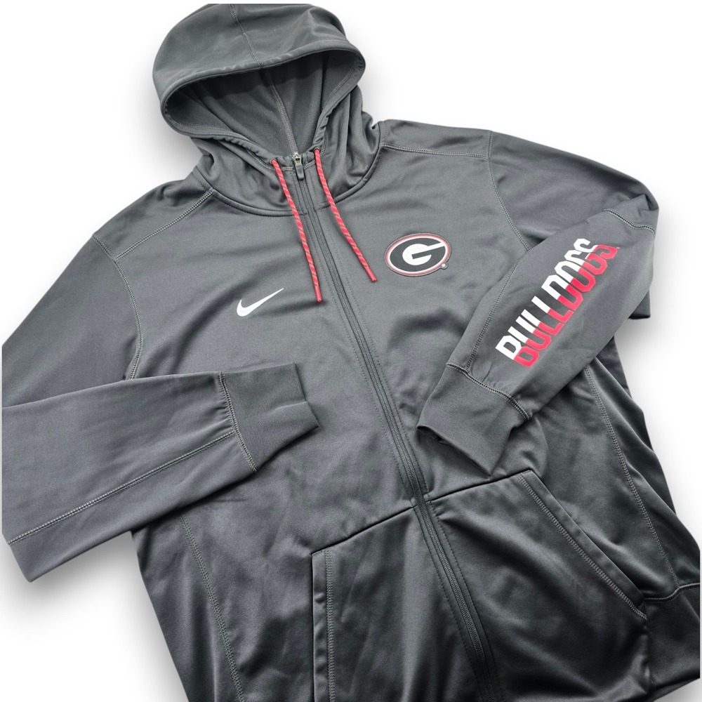 Nike Georgia Bulldogs Hoodie Mens XL Gray Full Zip Therma-Fit NCAA Sweatshirt